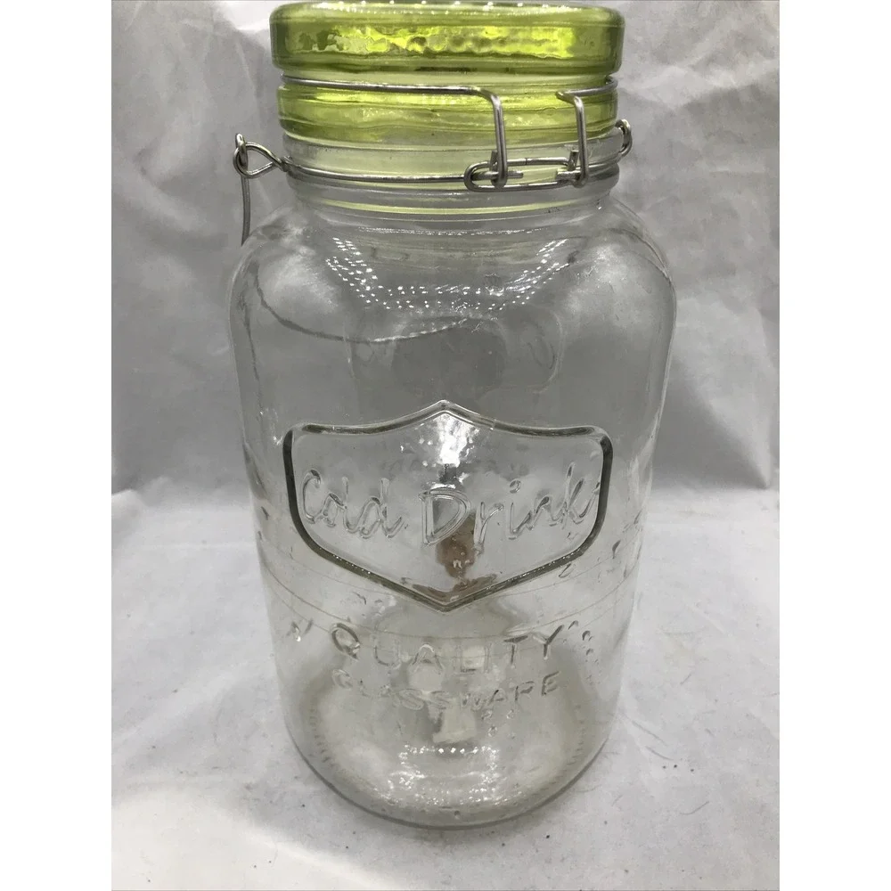 Gallon Glass Beverage Dispenser With Glass Clamp Lid By Quality Glass Clear Jar